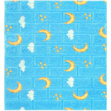 Set 10 Placi Tapet 3D, Vivimall, 70 x 77 cm, Grosime 3 mm, din Polietilena, Tip Caramida, Model Luna, Suprafata acoperita 5.3 mp, Albastru - vivimall.ro
