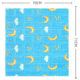 Set 10 Placi Tapet 3D, Vivimall, 70 x 77 cm, Grosime 3 mm, din Polietilena, Tip Caramida, Model Luna, Suprafata acoperita 5.3 mp, Albastru - vivimall.ro