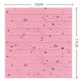 Set 10 Placi Tapet 3D, Vivimall, 70 x 77 cm, Grosime 3 mm, din Polietilena, Tip Caramida, Model Stele, Suprafata acoperita 5.3 mp, Roz - vivimall.ro