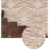 Set 10 Placi Tapet 3D, Vivimall, 70 x 77 cm, Grosime 3 mm, din Polietilena, Model Caramida, Suprafata acoperita 5.3 mp, Bej - vivimall.ro