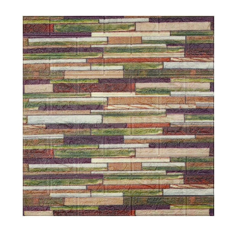 Set 10 Placi Tapet 3D, Vivimall, 70 x 77 cm, Grosime 3 mm, din Polietilena, Model Caramida, Suprafata acoperita 5.3 mp, Caramida Colorata - vivimall.ro