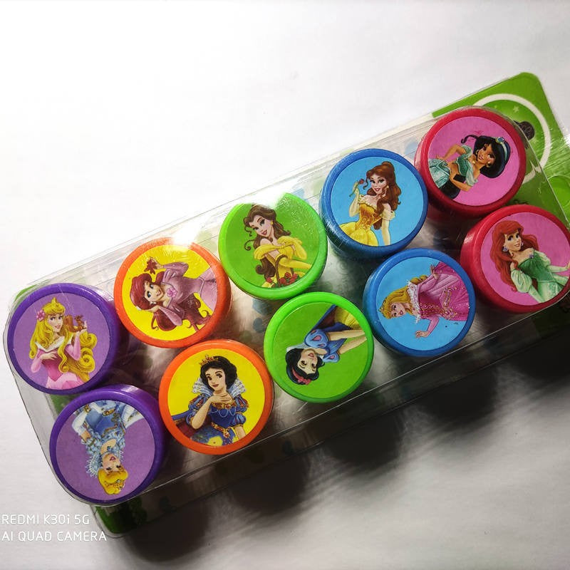 Set 10 Stampile, Vivimall, pentru Copii 4-6 Ani, Model Printese din Desene, 20 x 5 x 2 cm, Multicolor - vivimall.ro