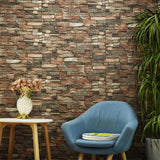 Set 10 Placi de Tapet, Vivimall, Autoadezive, 70 x 77 cm, 2.5 mm Grosime, Suprafata Acoperita 5.3 mp, din PVC, Model Caramida, Roscat - vivimall.ro