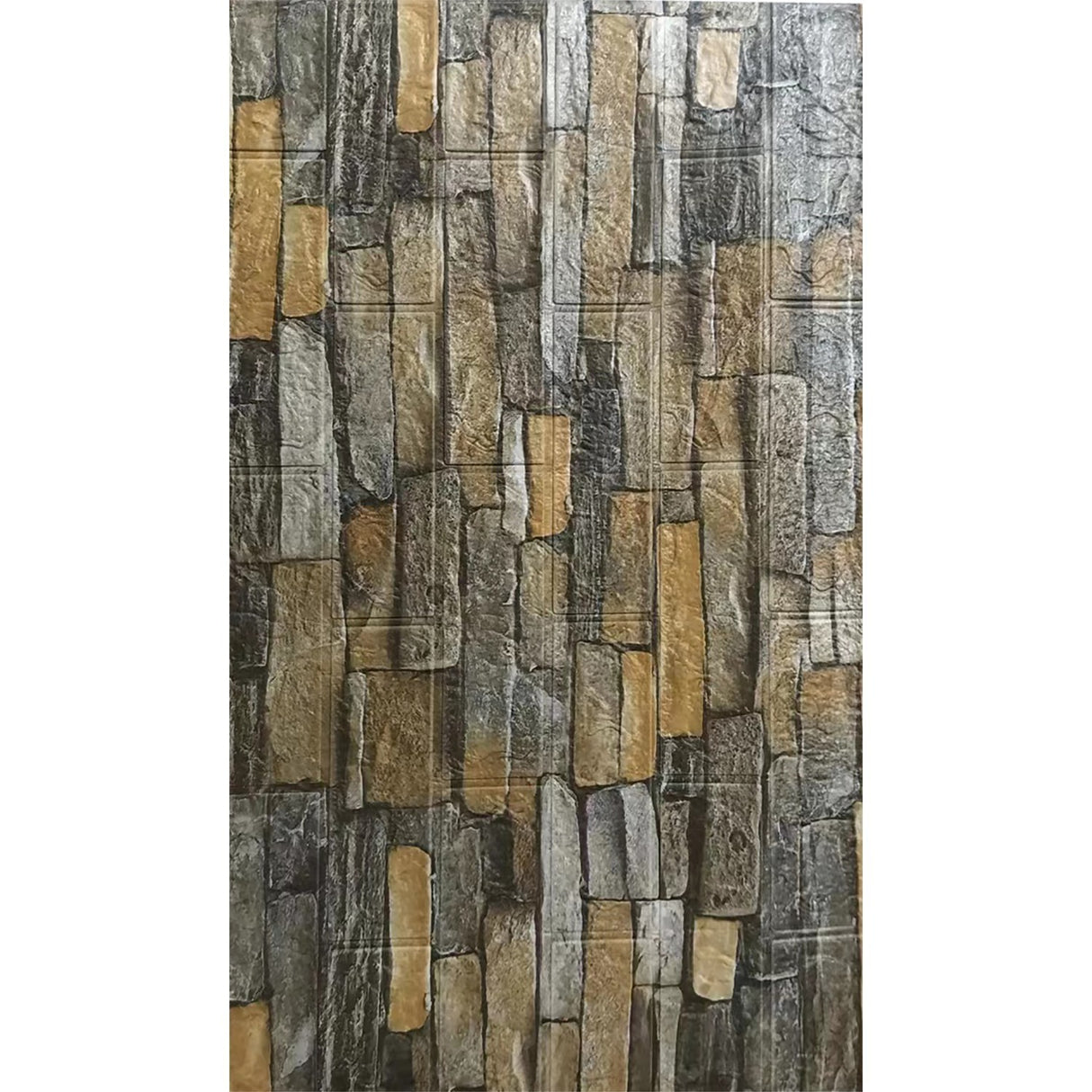 Set 10 Placi de Tapet, Vivimall, Autoadezive, 70 x 77 cm, 2.5 mm Grosime, Suprafata Acoperita 5.3 mp, din PVC, Model Caramida, Galben - vivimall.ro