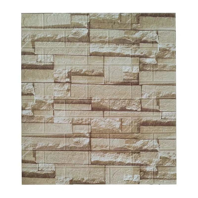 Set 10 Placi de Tapet, Vivimall, Autoadezive, 70 x 77 cm, 2.5 mm Grosime, Suprafata Acoperita 5.3 mp, din PVC, Model Piatra, Bej - vivimall.ro