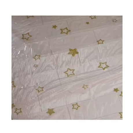 Set 10 Placi de Tapet, Vivimall, Autoadezive, 70 x 77 cm, Suprafata Acoperita 5.3 mp, din PVC, Model Stelute Aurii, Alb - vivimall.ro