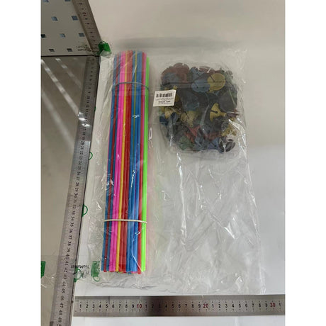 Set 100 Bete cu Rozete pentru Baloane, Vivimall, Suporturi de plastic, Usor de instalat, Reutilizabil, Pentru aniversare, Nunta, Ziua de Nastere, Decorar, 40 cm,  Multicolore - vivimall.ro