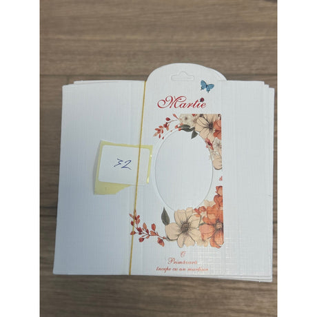 Set 100 ambalaje din carton pentru mărțișoare și broșe, model cu flori portocalii, vedere frontală