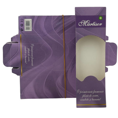 Set 100 Bucati Ambalaje de Carton pentru Martisoare, Vivimall, Cutii Brosa, Model Primavara, Lila - vivimall.ro
