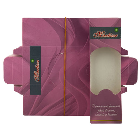 Set 100 Bucati Ambalaje de Carton pentru Martisoare, Vivimall, Cutii Brosa, Model Primavara, Mov - vivimall.ro