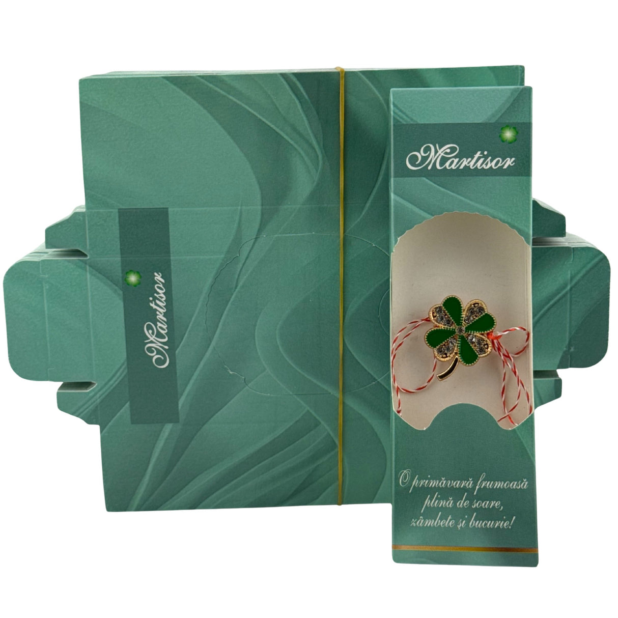 Set 100 Bucati Ambalaje de Carton pentru Martisoare, Vivimall, Cutii Brosa, Model Primavara, Verde - vivimall.ro