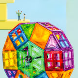 100-piece magnetic building block set, Vivimall, magnetic bricks, large, geometric shapes, 3 years old, ABS, magnets, 27.5*21.5*17 cm, multi-color - vivimall.ro