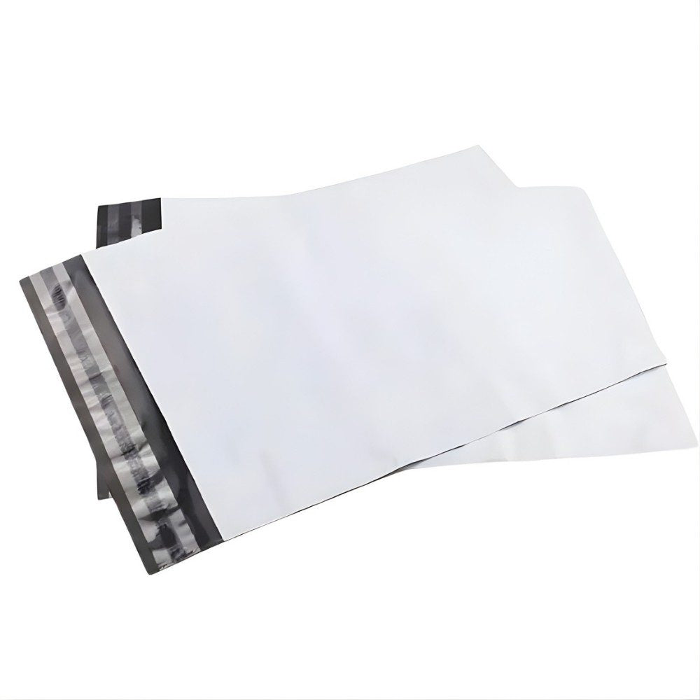 Set 100 Pungi Curierat Autoadezive pentru Ambalare Colete, Rezistente la Transport, Grosime 50 Microni, Alb la Exterior si Negru la Interior, 350x 400x 40 mm