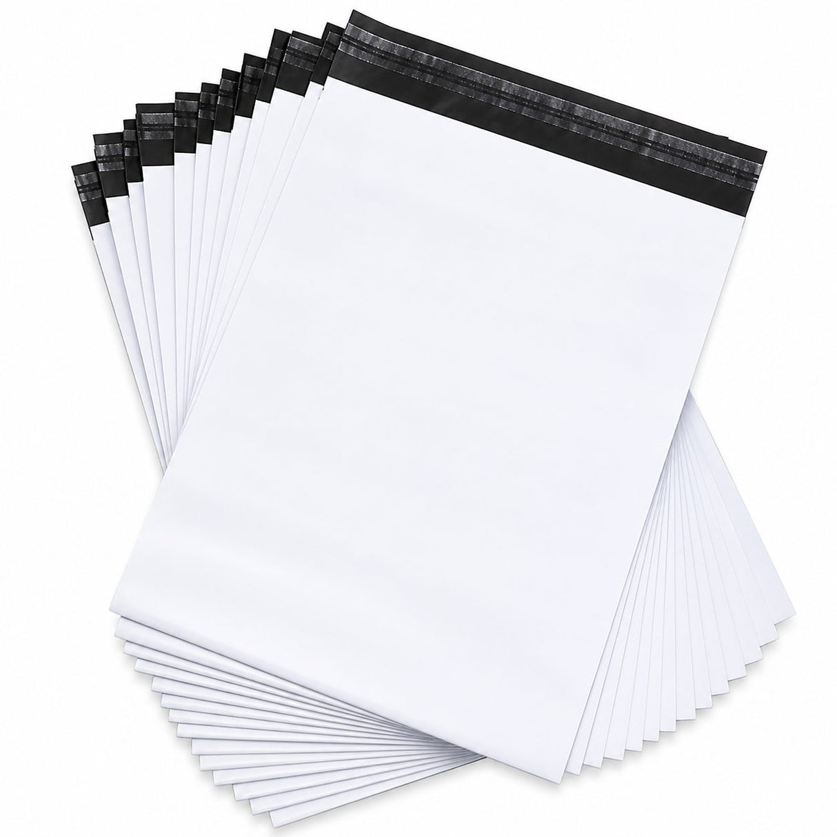 Set 100 pungi curierat autoadezive Flippy, 230x320x40 mm, vedere frontală a întregului set