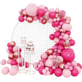 Set 126 Baloane din Latex, Vivimall, Model Petrecere pentru Arcada, Baloane Party, 12 cm, 25 cm, 30 cm, 45 cm, Roz, Roz Pal, Gold - vivimall.ro
