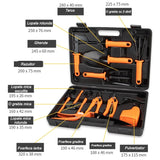 Set 12 accesorii pentru gradinarit Vivimall, geanta depozitare inclusa, otel inoxidabil, 37 x 27 cm, portocaliu - vivimall.ro