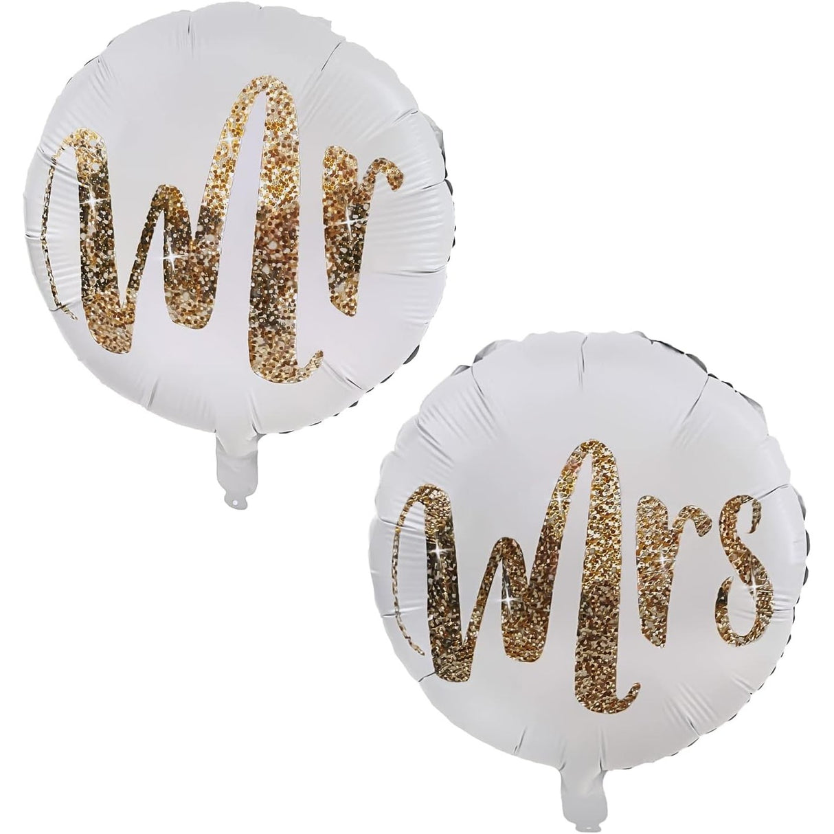 Set 12 Baloane Din Folie Metalizata Si Din Latex, Tema Nunta, Baloane Party Cu Confetti, 45 Cm, 30 Cm, Pai Inclus, Umflare Cu Aer Sau Heliu, Alb/ - vivimall.ro