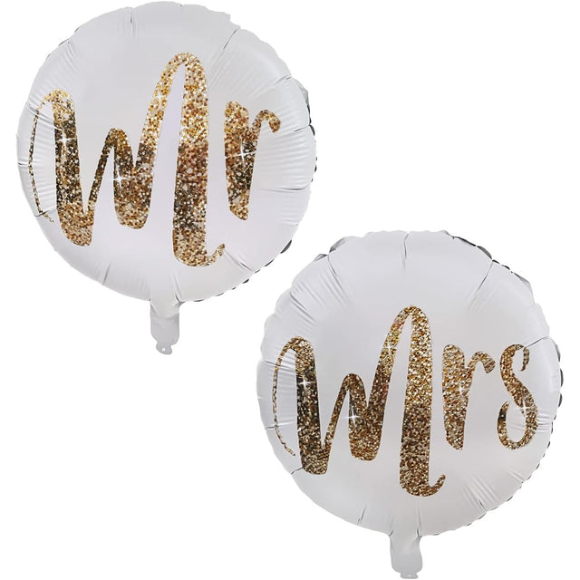 Set 12 Baloane Din Folie Metalizata Si Din Latex, Tema Nunta, Baloane Party Cu Confetti, 45 Cm, 30 Cm, Pai Inclus, Umflare Cu Aer Sau Heliu, Alb/ - vivimall.ro