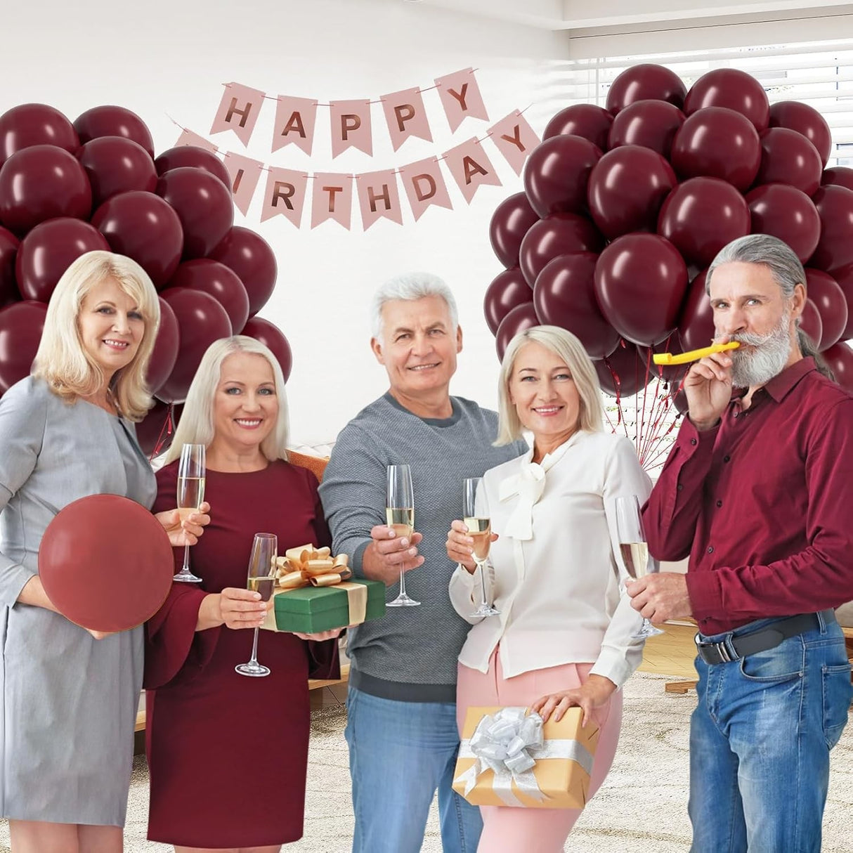 Set 12 Baloane, Flippy, din Latex Standard, 13 cm, Grena - vivimall.ro