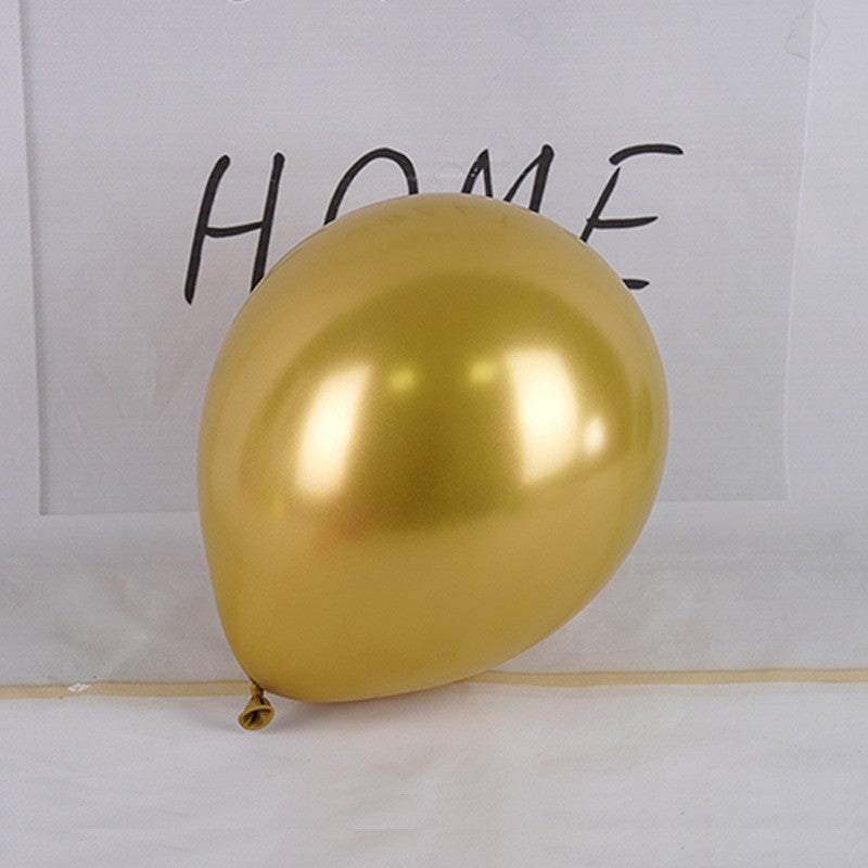 Set 12 Baloane, Flippy, din Latex Chrome, 13 cm, Auriu - vivimall.ro