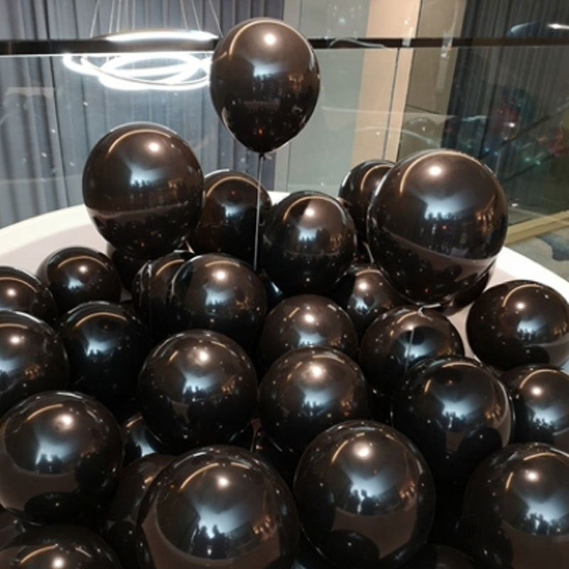 Set 12 Baloane, Flippy, din Latex Chrome, 25 cm, Negru - vivimall.ro