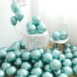 Set 12 Baloane, Flippy, din Latex Chrome, 25 cm, Turcoaz - vivimall.ro