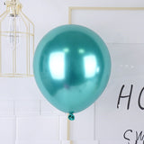 Set 12 Baloane, Flippy, din Latex Chrome, 25 cm, Turcoaz - vivimall.ro