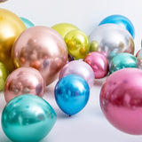 Set 12 Baloane, Flippy, din Latex Chrome, 25 cm, Verde Lime - vivimall.ro