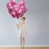 Set 12 Baloane, Flippy, din Latex Chrome, 30 cm, Fucsia - vivimall.ro