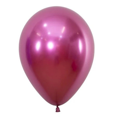 Set 12 Baloane, Flippy, din Latex Chrome, 30 cm, Fucsia - vivimall.ro