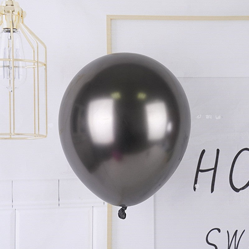 Set 12 Baloane, Flippy, din Latex Chrome, 30 cm, Negru - vivimall.ro