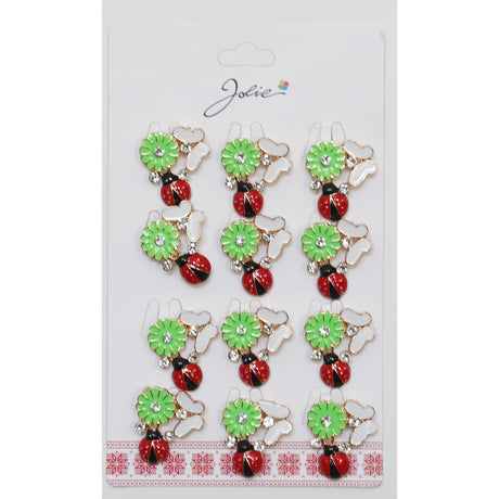 Set 12 Broșe Mărțișor Margareta cu Fluture și Buburuză | Jolie - vivimall.ro