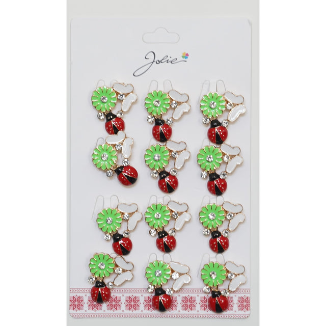 Set 12 Broșe Mărțișor Margareta cu Fluture și Buburuză | Jolie - vivimall.ro