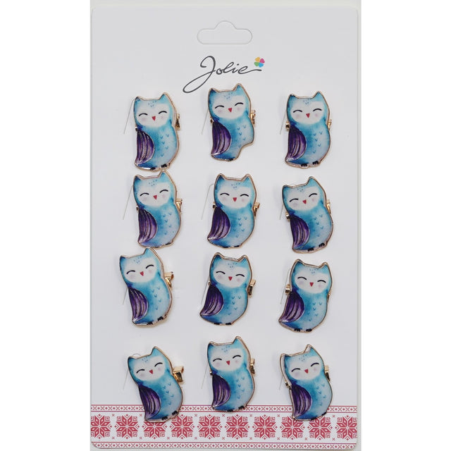 Set 12 Brose Martisor pentru Copii Bufnita Albastra - vivimall.ro