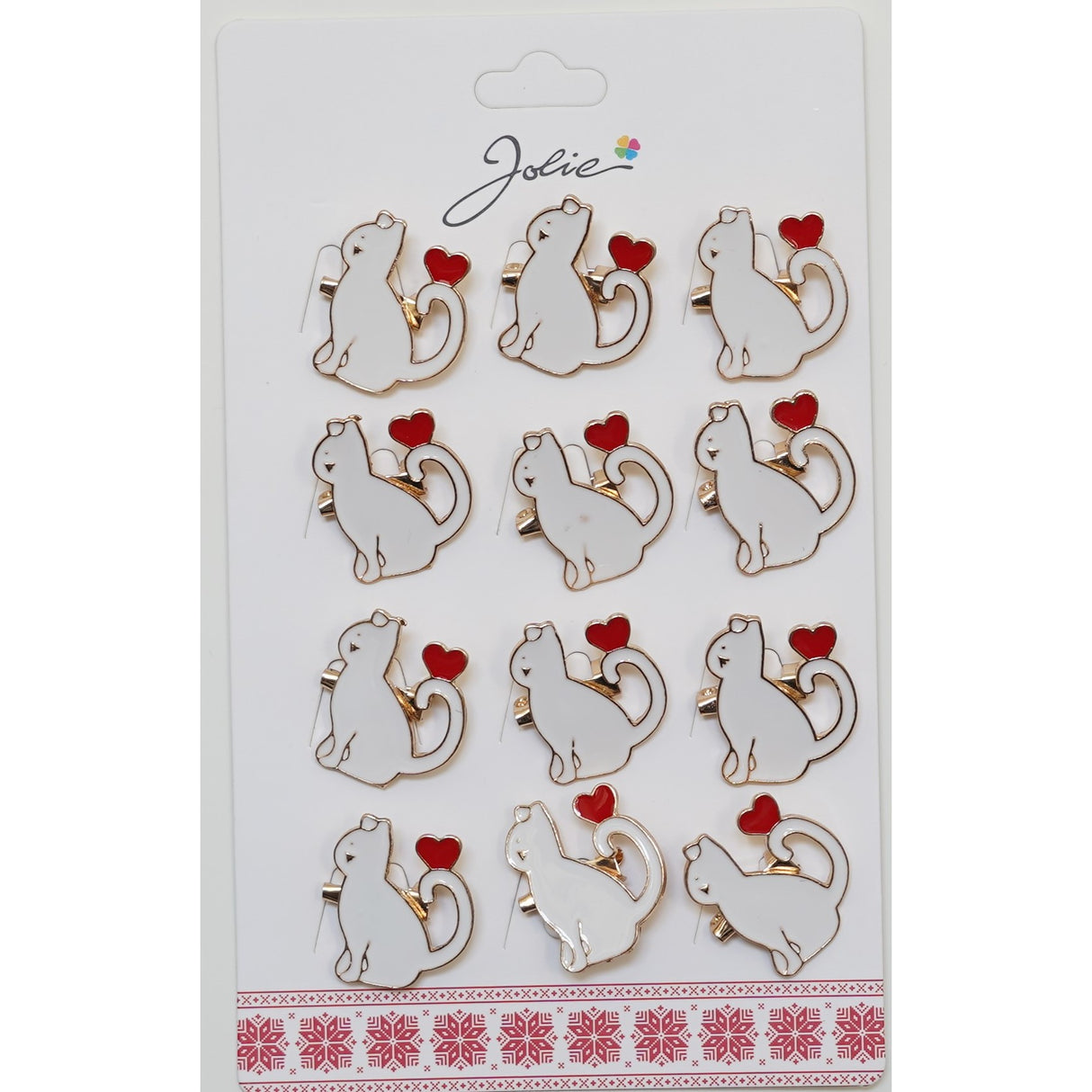 Set 12 Brose Martisor pentru Copii Pisica cu Inima pe Coada - vivimall.ro