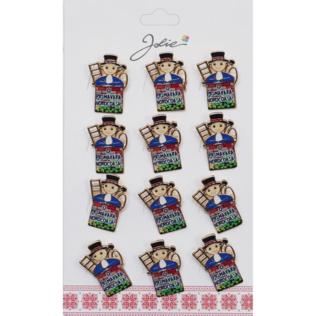Set 12 Broșe Mărțișor Cosaș Mesaj „Primăvară Norocoasă” | Jolie - vivimall.ro