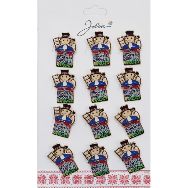 Set 12 Broșe Mărțișor Cosaș Mesaj „Primăvară Norocoasă” | Jolie - vivimall.ro