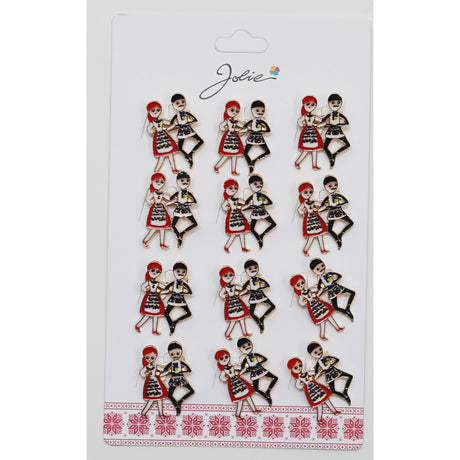 Set 12 Brose Martisor Primavara Cuplu Dansatori Traditional - vivimall.ro