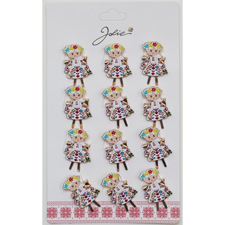 Set 12 Brose Martisor Primavara Fata Traditionala cu Coronita - vivimall.ro