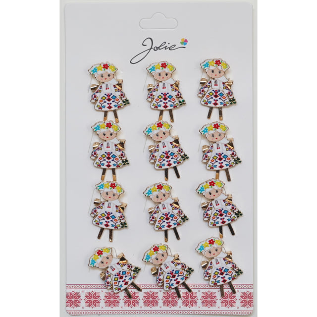 Set 12 Brose Martisor Primavara Fata Traditionala cu Coronita - vivimall.ro