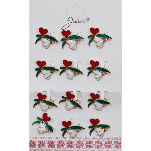 Set 12 Brose Martisor Primavara Ghiocel cu Inima - vivimall.ro