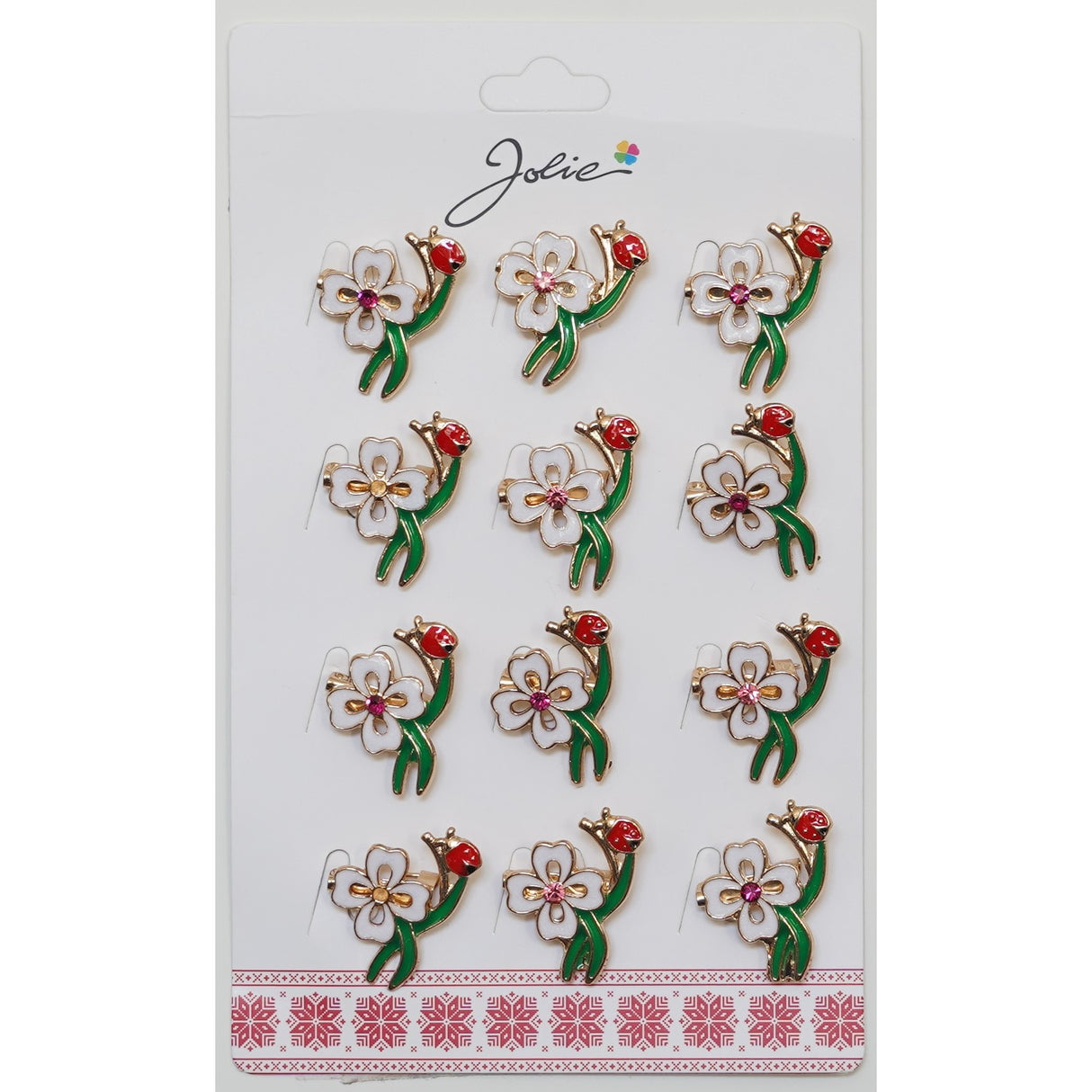 Set 12 Brose Martisor Primavara Trifoi cu Buburuza - vivimall.ro
