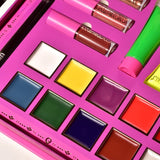 Set Produse de Pictat Fata, KEVIN & COCO, Halloween, 12 culori, 3 Rujuri, 4 Tuburi Vopsea, 25.5 x 20.5 x 2.6 cm, Multicolor - vivimall.ro