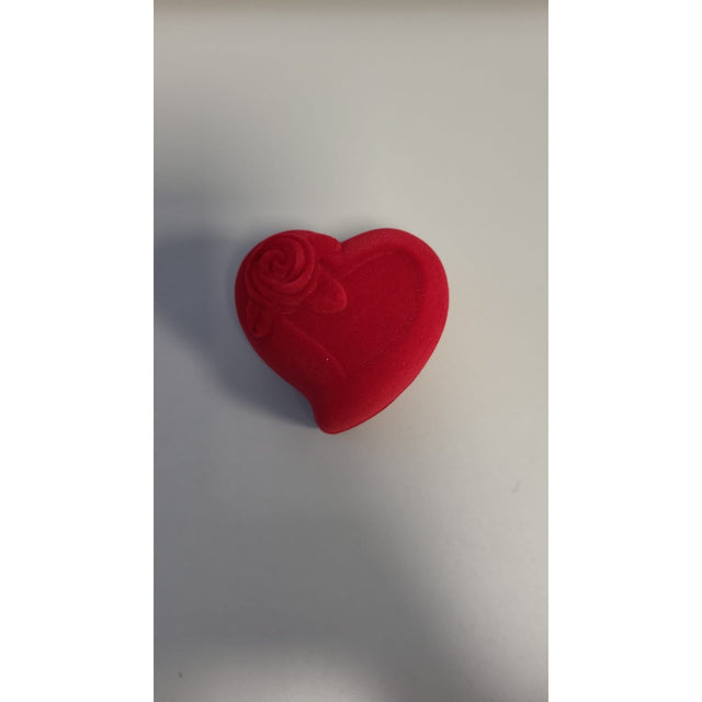 Set 12 Cutii de Bijuterii, Catifea Rosie, Model Inima cu Trandafir , 6 x 6 cm - vivimall.ro