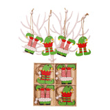 Set 12 Decoratiuni de Craciun din Lemn, Vivimall, cu Snur pentru Agatare in Brad, Model Caciulite 6.3x5.2 cm si Pantaloni 6.3x6 cm, Multicolor - vivimall.ro