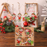 Set 12 Decoratiuni de Craciun din Lemn, Vivimall, cu Snur pentru Agatare in Brad, Model Elfi Diferite Dimensiuni, 4 Modele, Multicolor - vivimall.ro