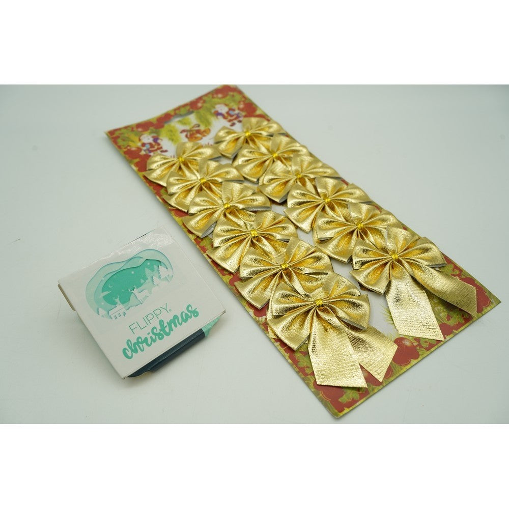 Set 12 fundite pentru brad, Aurii, 6 x 8 cm, din poliester, Vivimall - vivimall.ro