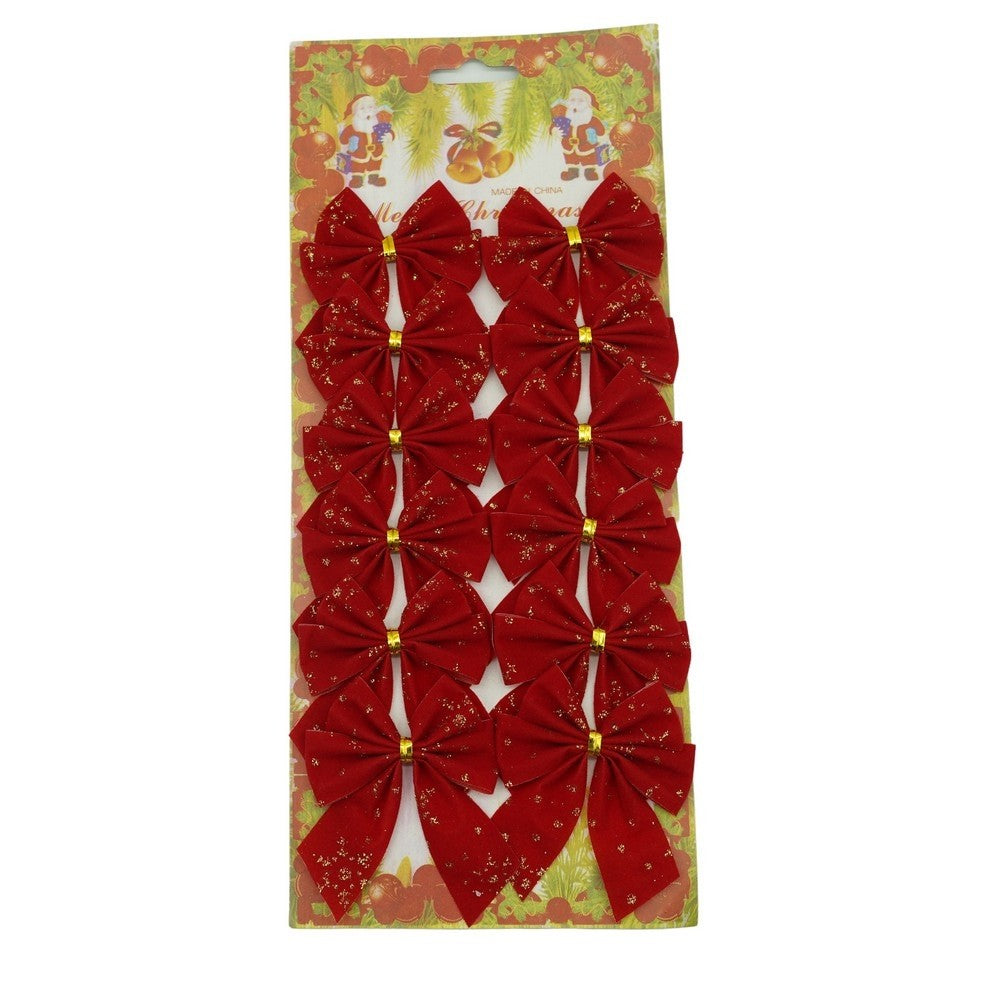 Set 12 fundite pentru brad, Rosii, 6 x 8 cm, din poliester, Vivimall - vivimall.ro