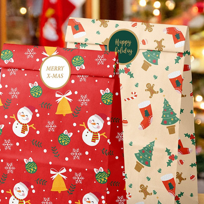 Set 12 Pungi de Cadou, Flippy, Tema Craciun, cu Motive Festive, 12 Stickere Incluse, 24 x 13 x 8 cm, din Hartie, Multicolor - vivimall.ro