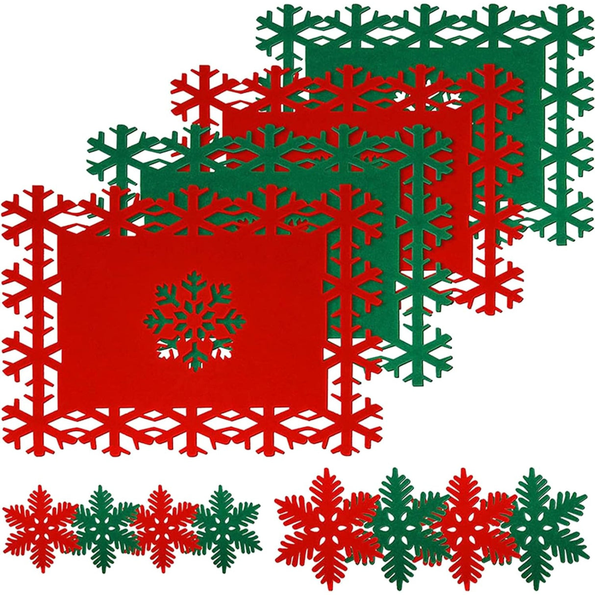 Комплект от 12 салфетки за маса и поставки за чаши/прибори, 4 салфетки, 4 поставки 13X15 см, 4 поставки 9,3X10,5 см, -червени